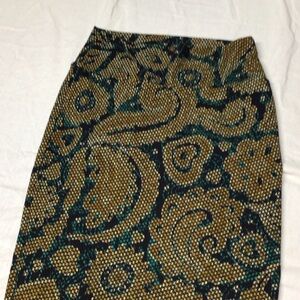 LuLaRoe Black and Gold Paisley Skirt